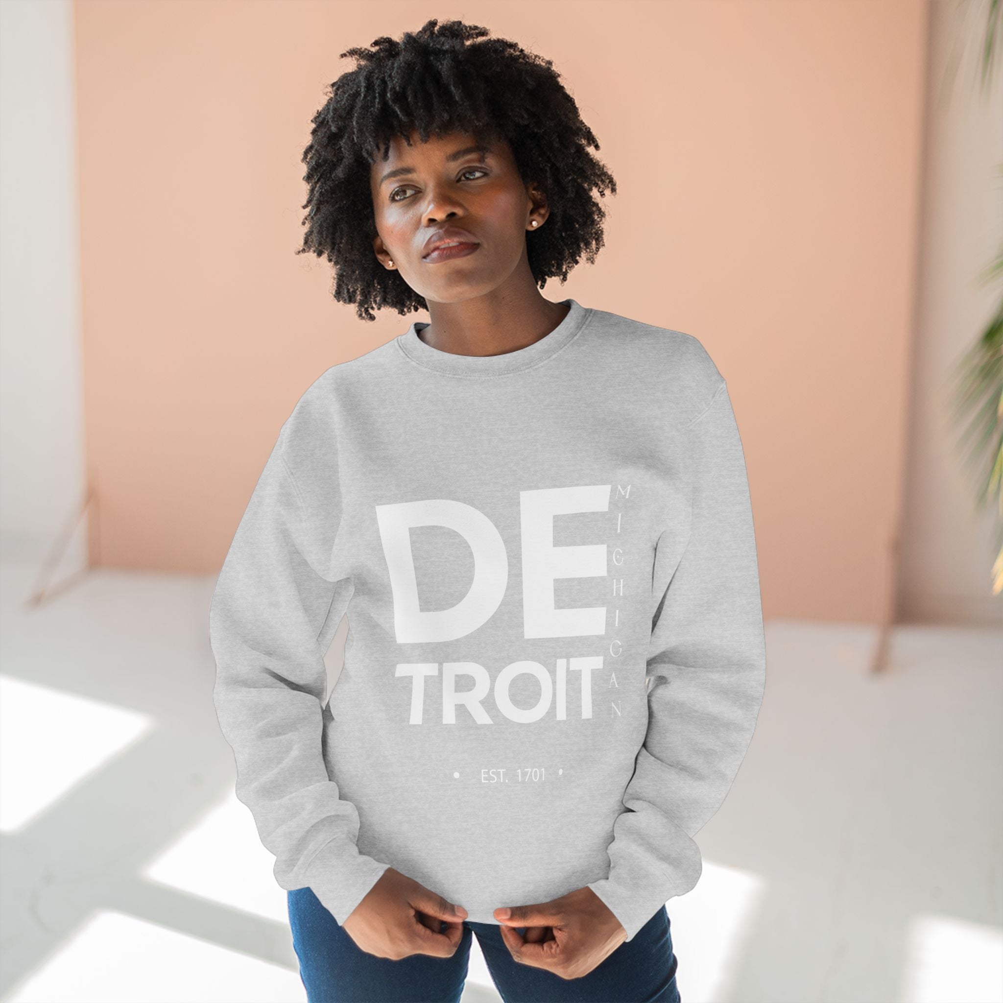 Detroit Unisex Crewneck Sweatshirt - Michigan EST. 1701, Stylish Urban Apparel