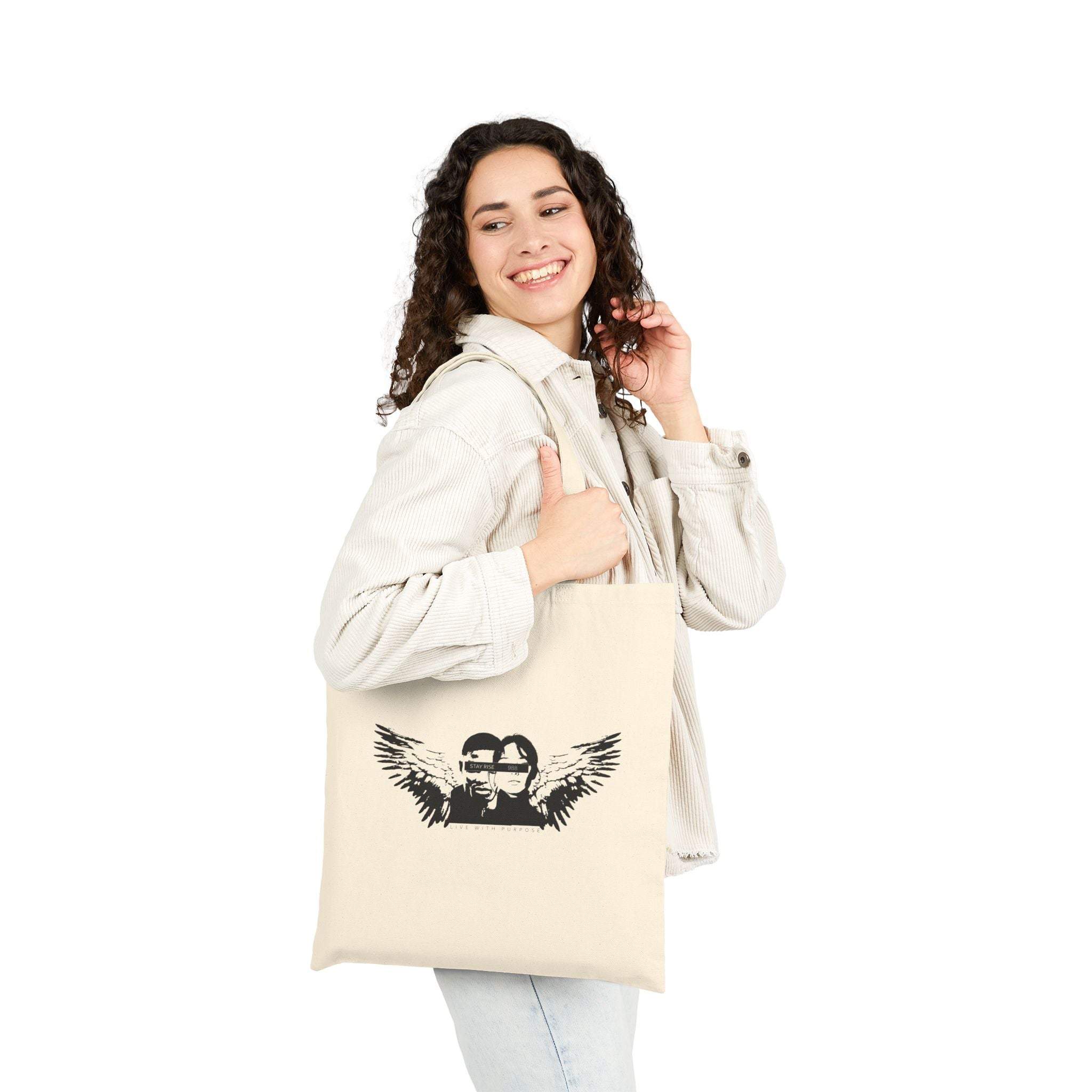 Wings & Words Cotton Tote Bag - Inspirational, Eco-Friendly, Reusable Shopping, Gift Tote, Art Lovers, Everyday Carry