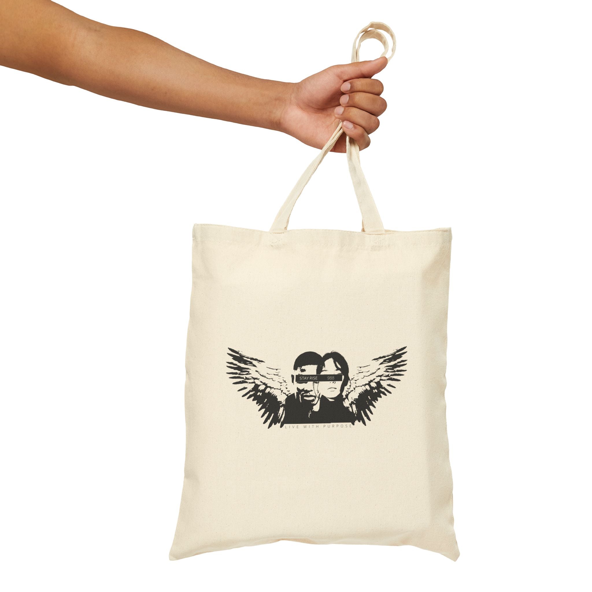 Wings & Words Cotton Tote Bag - Inspirational, Eco-Friendly, Reusable Shopping, Gift Tote, Art Lovers, Everyday Carry