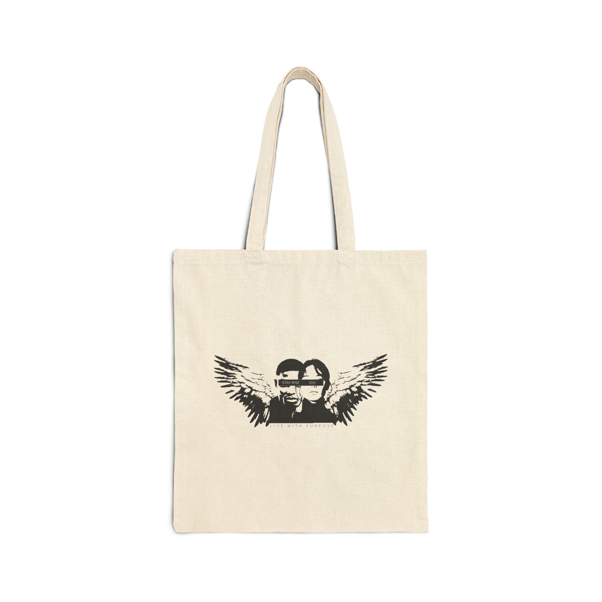 Wings & Words Cotton Tote Bag - Inspirational, Eco-Friendly, Reusable Shopping, Gift Tote, Art Lovers, Everyday Carry