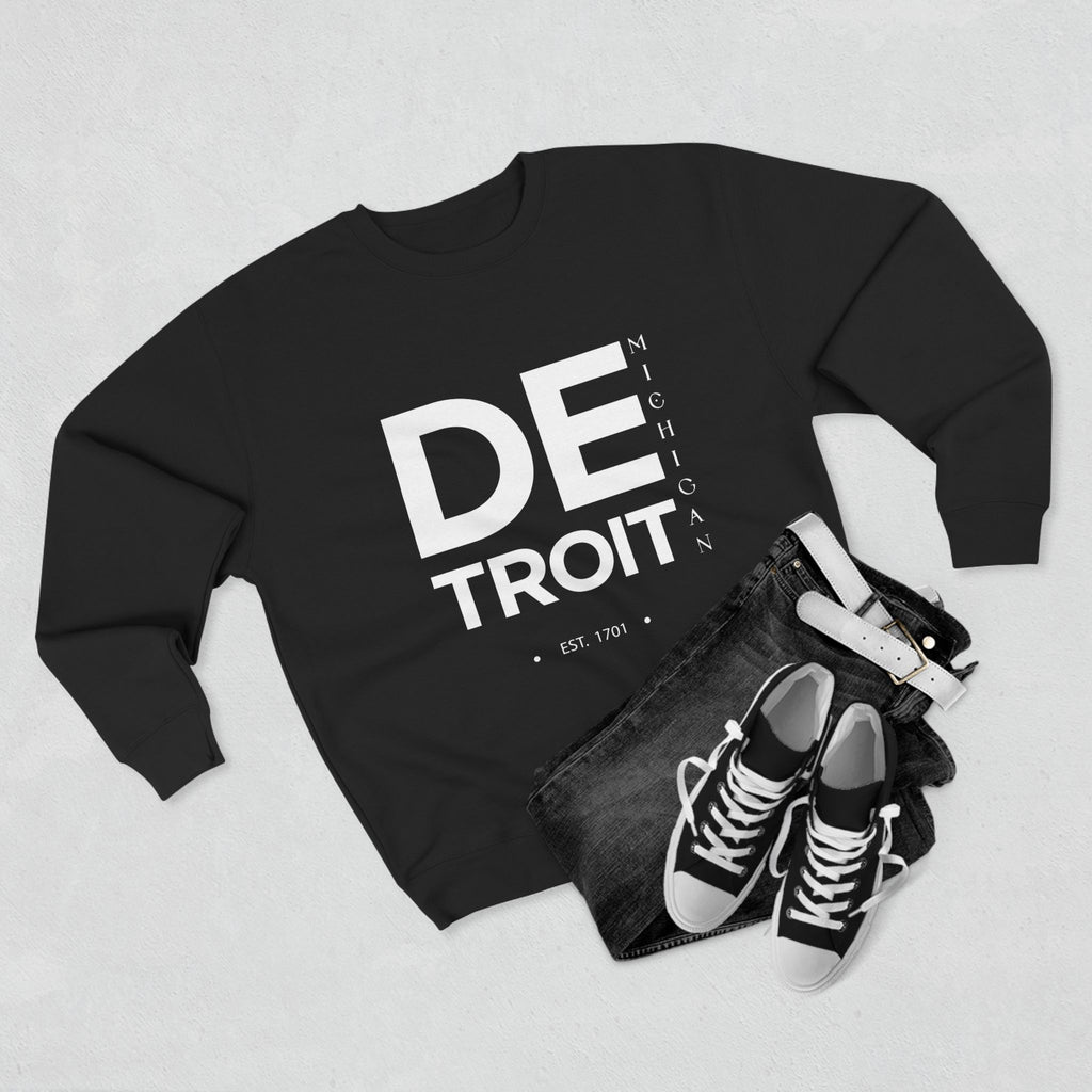 Detroit Unisex Crewneck Sweatshirt - Michigan EST. 1701, Stylish Urban Apparel
